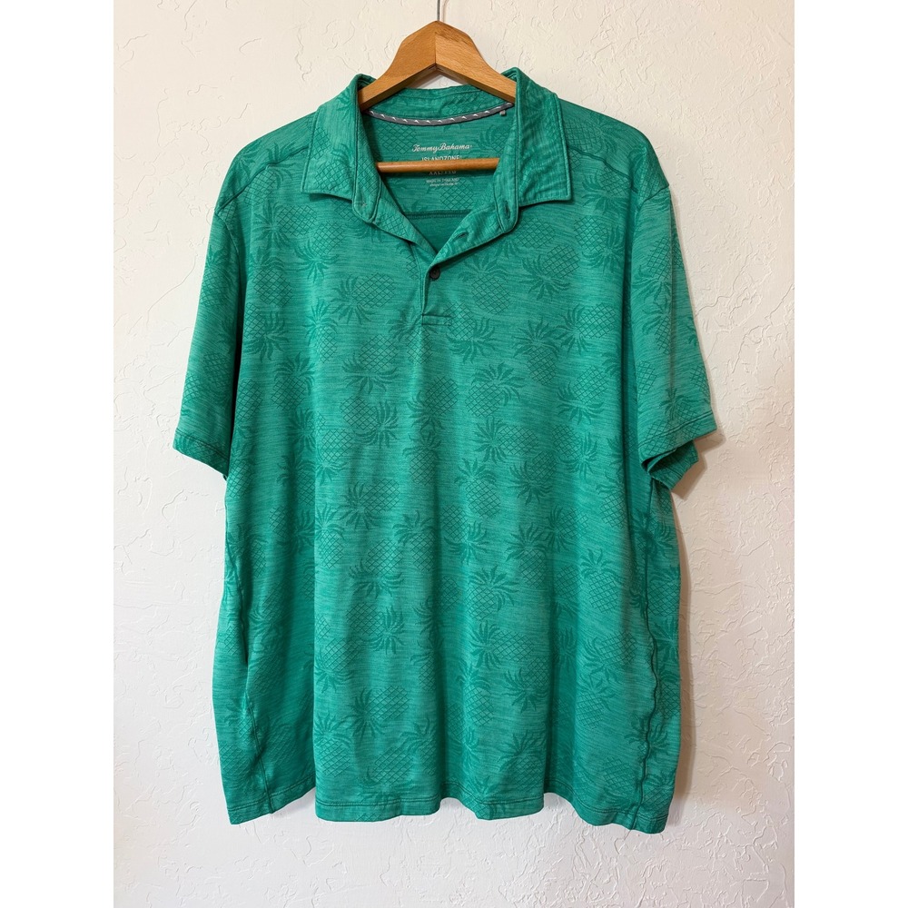 Tommy Bahama IslandZone XXL Pineapple Palm Coast Jacquard Polo Shirt Green
